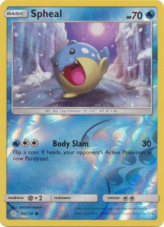 <transcy>بطاقة Pokemon Cosmic Eclipse 050/236 50/236 Spheal Reverse Holo Common</transcy>