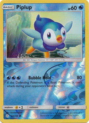 Pokemon Card Cosmic Eclipse 054/236 54/236 Piplup Reverse Holo Common
