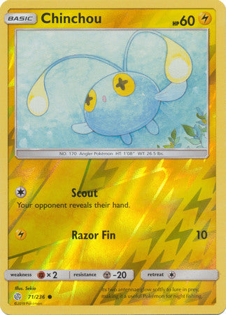 <transcy>Pokemon Card Cosmic Eclipse 071/236 71/236 Chinchou Reverse Holo Common</transcy>