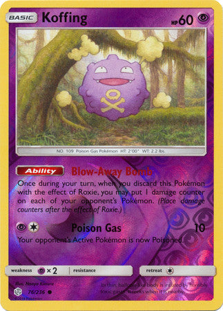 <transcy>Pokemon Card Cosmic Eclipse 076/236 76/236 Koffing Reverse Holo Common</transcy>