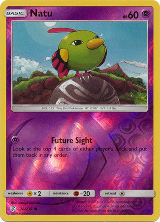 Pokemon Card Cosmic Eclipse 078/236 78/236 Natu Reverse Holo Common