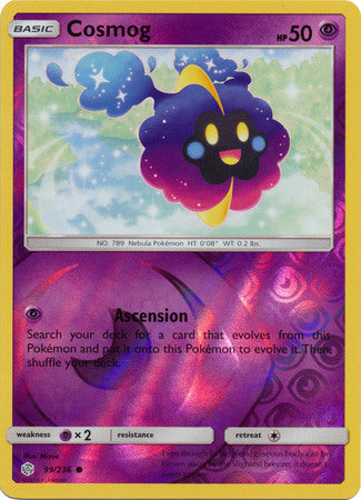 <transcy>Pokemon Card Cosmic Eclipse 099/236 99/236 Cosmog Reverse Holo Common</transcy>