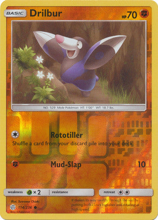 Pokemon Card Cosmic Eclipse 114/236 Drilbur Reverse Holo Common
