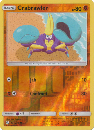 Pokemon Card Cosmic Eclipse 121/236 Crabrawler Reverse Holo Common