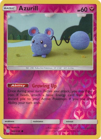 <transcy>Pokemon Card Cosmic Eclipse 146/236 Azurill Reverse Holo Common</transcy>