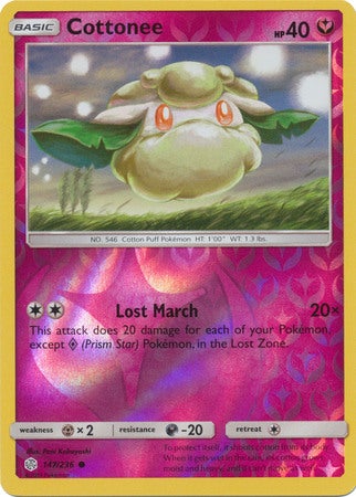 <transcy>Pokemon Card Cosmic Eclipse 147/236 Cottonee Reverse Holo Common</transcy>