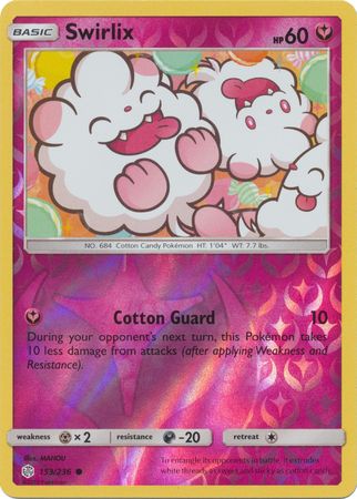 Pokemon Card Cosmic Eclipse 153/236 Swirlix Reverse Holo Common