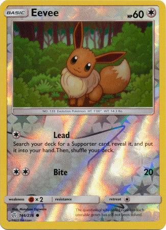 Pokemon Card Cosmic Eclipse 166/236 Eevee Reverse Holo Common