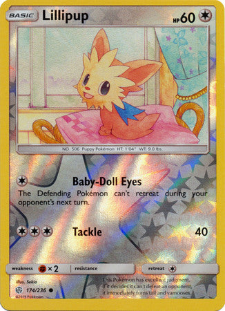 <transcy>بطاقة بوكيمون Cosmic Eclipse 174/236 Lillipup Reverse Holo Common</transcy>