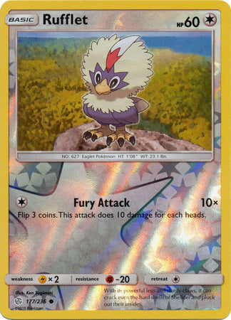 <transcy>Pokemon Card Cosmic Eclipse 177/236 Rufflet Reverse Holo Common</transcy>