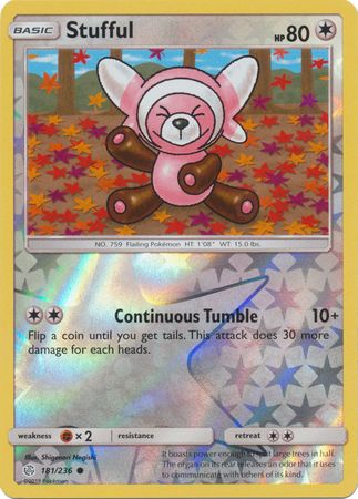 <transcy>Pokemon Card Cosmic Eclipse 181/236 Stufful Reverse Holo Common</transcy>