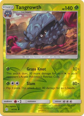 <transcy>Pokemon Card Cosmic Eclipse 006/236 6/236 Tangrowth Reverse Holo Gelegentlich</transcy>