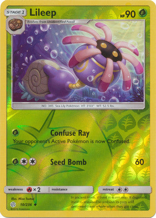 <transcy>Pokemon Card Cosmic Eclipse 010/236 10/236 Lileep Reverse Holo Gelegentlich</transcy>