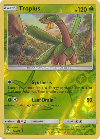 <transcy>Pokemon Card Cosmic Eclipse 012/236 12/236 Tropius Reverse Holo Gelegentlich</transcy>