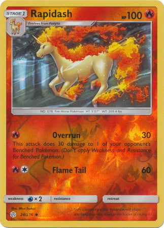 Pokemon Card Cosmic Eclipse 024/236 24/236 Rapidash Reverse Holo Uncommon