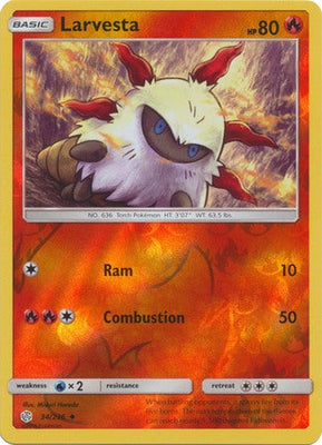 Pokemon Card Cosmic Eclipse 034/236 34/236 Larvesta Reverse Holo Uncommon