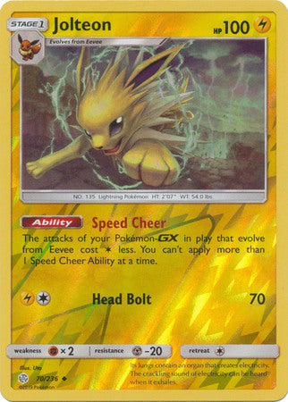 <transcy>Pokemon Card Cosmic Eclipse 070/236 70/236 Jolteon Reverse Holo Gelegentlich</transcy>