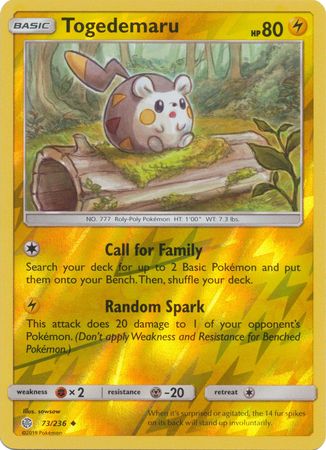 <transcy>Pokemon Card Cosmic Eclipse 073/236 73/236 Togedemaru Reverse Holo Gelegentlich</transcy>