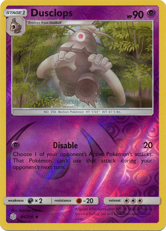 <transcy>Pokemon Card Cosmic Eclipse 084/236 84/236 Dusclops Reverse Holo Gelegentlich</transcy>