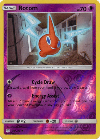 <transcy>Pokemon Card Cosmic Eclipse 086/236 86/236 Rotom Reverse Holo Ikke almindelig</transcy>