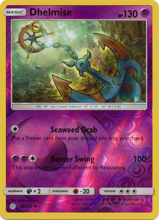 <transcy>Pokemon Card Cosmic Eclipse 098/236 98/236 Dhelmise Reverse Holo Gelegentlich</transcy>