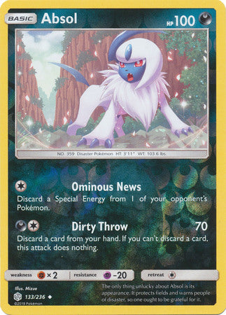 Pokemon Card Cosmic Eclipse 133/236 Absol Reverse Holo Uncommon