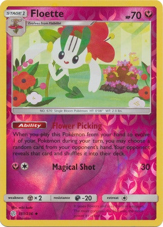 <transcy>Pokemon Card Cosmic Eclipse 151/236 Floette Reverse Holo Ikke almindelig</transcy>