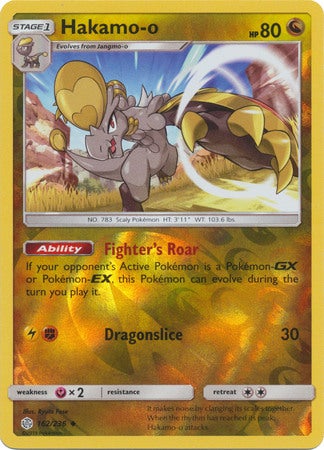 <transcy>Pokemon Card Cosmic Eclipse 162/236 Hakamo-o Reverse Holo Gelegentlich</transcy>