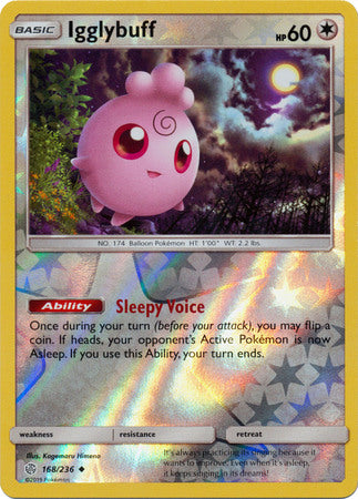 <transcy>Pokemon Card Cosmic Eclipse 168/236 Igglybuff Reverse Holo Ikke almindelig</transcy>