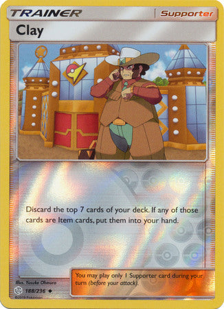 <transcy>Pokemon Card Cosmic Eclipse 188/236 Clay Unterstützer Reverse Holo Gelegentlich</transcy>