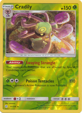 Pokemon Card Cosmic Eclipse 011/236 11/236 Cradily Reverse Holo Rare