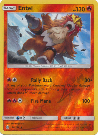 <transcy>Pokemon Card Cosmic Eclipse 028/236 28/236 Entei Reverse Holo Selten</transcy>