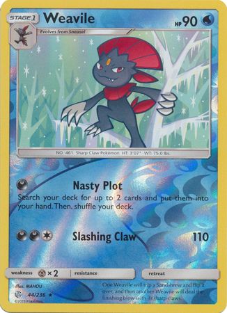 Pokemon Card Cosmic Eclipse 044/236 44/236 Weavile Reverse Holo Rare