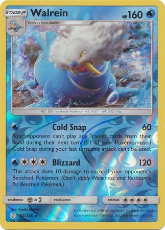 <transcy>Pokemon Card Cosmic Eclipse 052/236 52/236 Walrein Reverse Holo Sjælden</transcy>