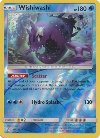 Pokemon Card Cosmic Eclipse 062/236 62/236 Wishiwashi Reverse Holo Rare