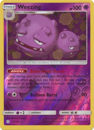 <transcy>Pokemon Card Cosmic Eclipse 077/236 77/236 Weezing Reverse Holo Selten</transcy>