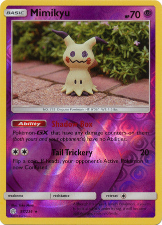 <transcy>Pokemon Card Cosmic Eclipse 097/236 97/236 Mimikyu Reverse Holo Selten</transcy>