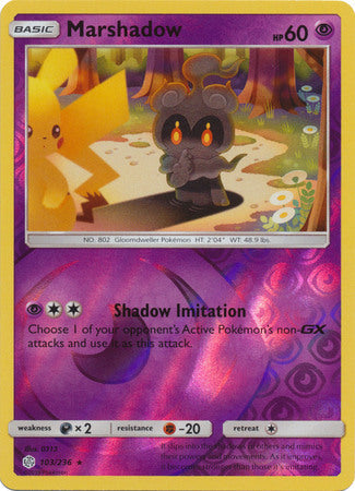 Pokemon Card Cosmic Eclipse 103/236 Marshadow Reverse Holo Rare