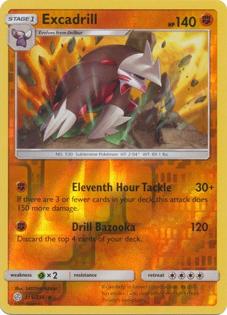 <transcy>Pokemon Card Cosmic Eclipse 115/236 Excadrill Reverse Holo Sjælden</transcy>