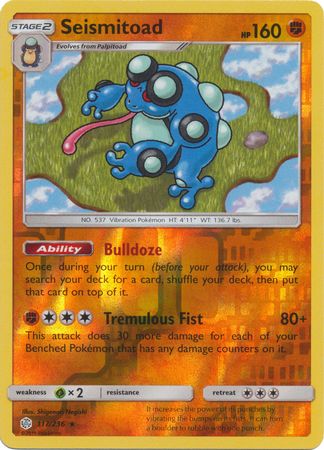 Pokemon Card Cosmic Eclipse 117/236 Seismitoad Reverse Holo Rare