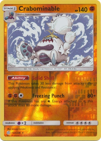 Pokemon Card Cosmic Eclipse 122/236 Crabominable Reverse Holo Rare