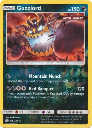 Pokemon Card Cosmic Eclipse 136/236 Guzzlord Reverse Holo Rare