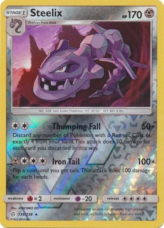 <transcy>Pokemon Card Cosmic Eclipse 139/236 Steelix Reverse Holo Selten</transcy>