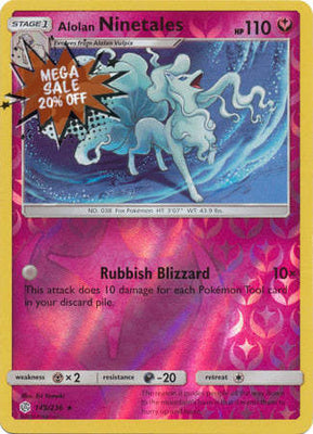 Pokemon Card Cosmic Eclipse 145/236 Alolan Ninetales Reverse Holo Rare