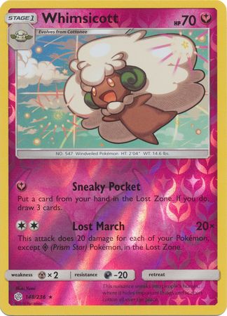 Pokemon Card Cosmic Eclipse 148/236 Whimsicott Reverse Holo Rare