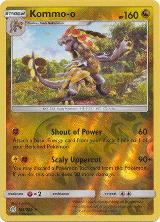 Pokemon Card Cosmic Eclipse 163/236 Kommo-o Reverse Holo Rare