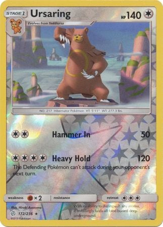 Pokemon Card Cosmic Eclipse 172/236 Ursaring Reverse Holo Rare