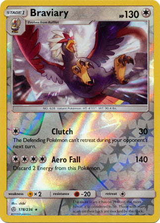 Pokemon Card Cosmic Eclipse 178/236 Braviary Reverse Holo Rare