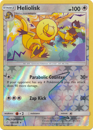 Pokemon Card Cosmic Eclipse 180/236 Heliolisk Reverse Holo Rare