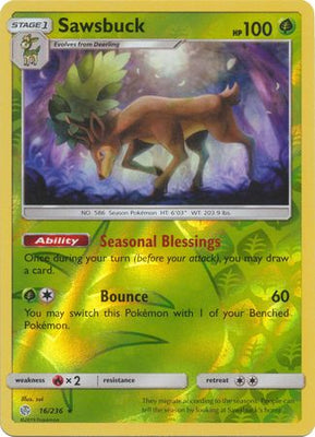 <transcy>Pokemon Card Cosmic Eclipse 016/236 16/236 Sawsbuck Reverse Holo Sjælden</transcy>